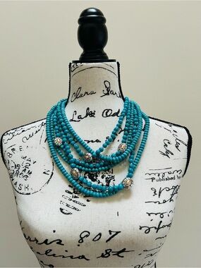 CHICO’S $100 Layered Turquoise Beaded Statement Necklace - Women Jewelry